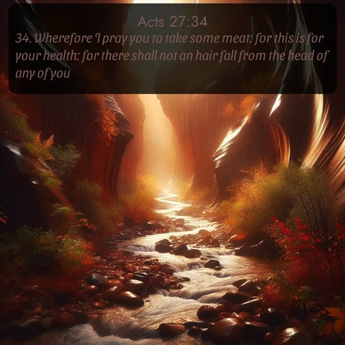 citation biblique : 34. Wherefore I pray you to take some meat: for this is for your health: for there shall not an hair fall from the head of any of you.
 sur fond image nature