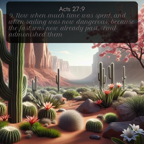 citation biblique : 9. Now when much time was spent, and when sailing was now dangerous, because the fast was now already past, Paul admonished them,
 sur fond image nature