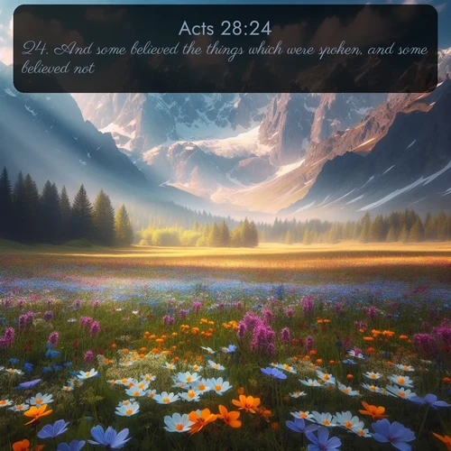 citation biblique : 24. And some believed the things which were spoken, and some believed not.
 sur fond image nature
