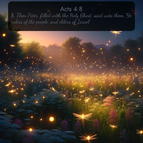 citation biblique : 8. Then Peter, filled with the Holy Ghost, said unto them, Ye rulers of the people, and elders of Israel,
 sur fond image nature