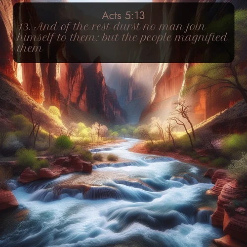citation biblique : 13. And of the rest durst no man join himself to them: but the people magnified them.
 sur fond image nature