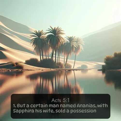 citation biblique : 1. But a certain man named Ananias, with Sapphira his wife, sold a possession,
 sur fond image nature