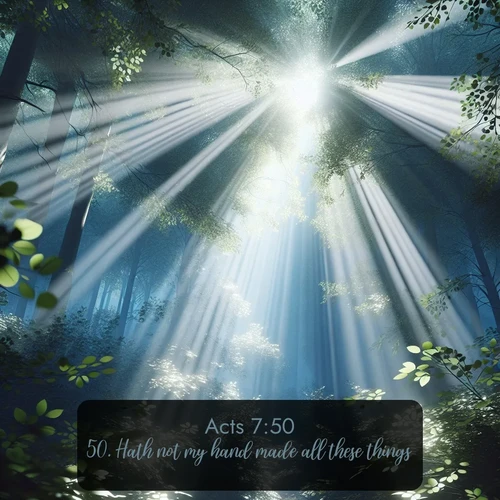 citation biblique : 50. Hath not my hand made all these things?
 sur fond image nature