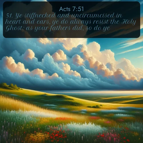 citation biblique : 51. Ye stiffnecked and uncircumcised in heart and ears, ye do always resist the Holy Ghost: as your fathers did, so do ye.
 sur fond image nature