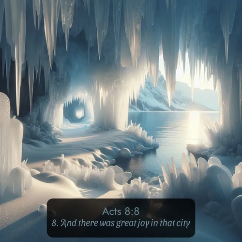 citation biblique : 8. And there was great joy in that city.
 sur fond image nature