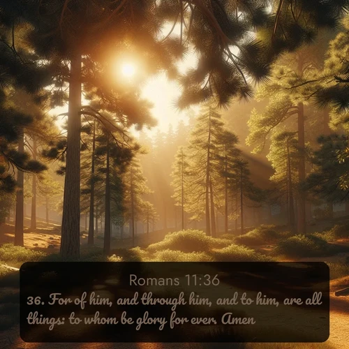 citation biblique : 36. For of him, and through him, and to him, are all things: to whom be glory for ever. Amen.
 sur fond image nature
