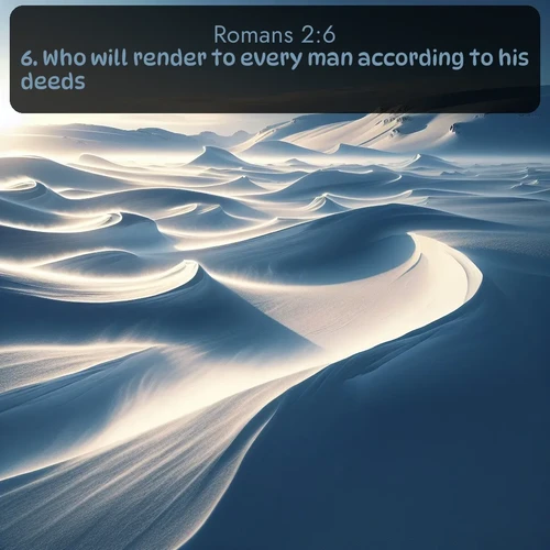 citation biblique : 6. Who will render to every man according to his deeds:
 sur fond image nature