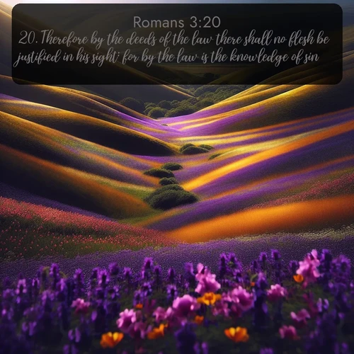 citation biblique : 20. Therefore by the deeds of the law there shall no flesh be justified in his sight: for by the law is the knowledge of sin.
 sur fond image nature