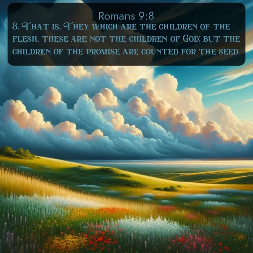 citation biblique : 8. That is, They which are the children of the flesh, these are not the children of God: but the children of the promise are counted for the seed.
 sur fond image nature