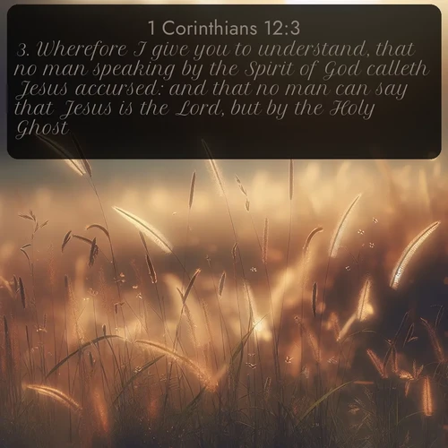 citation biblique : 3. Wherefore I give you to understand, that no man speaking by the Spirit of God calleth Jesus accursed: and that no man can say that Jesus is the Lord, but by the Holy Ghost.
 sur fond image nature