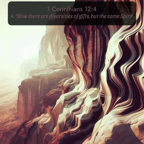 citation biblique : 4. Now there are diversities of gifts, but the same Spirit.
 sur fond image nature