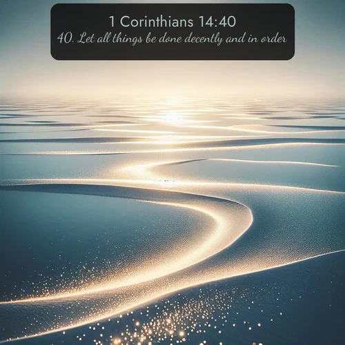 citation biblique : 40. Let all things be done decently and in order.
 sur fond image nature