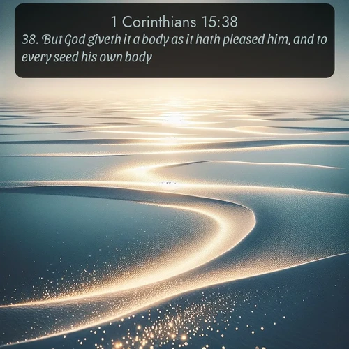 citation biblique : 38. But God giveth it a body as it hath pleased him, and to every seed his own body.
 sur fond image nature