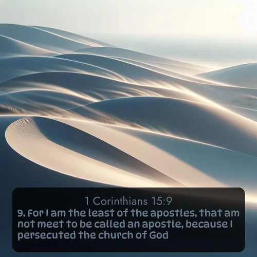 citation biblique : 9. For I am the least of the apostles, that am not meet to be called an apostle, because I persecuted the church of God.
 sur fond image nature