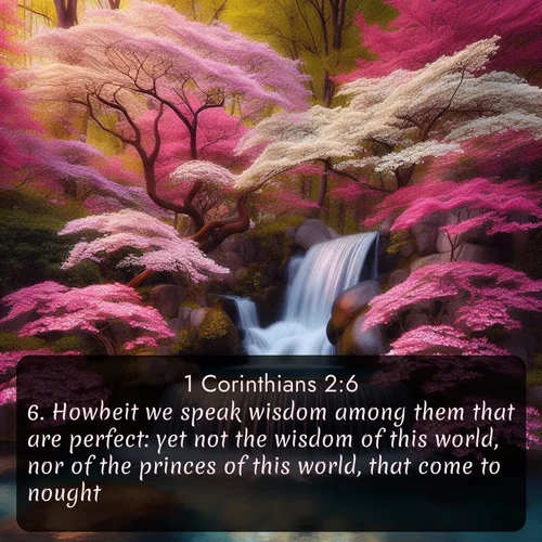 citation biblique : 6. Howbeit we speak wisdom among them that are perfect: yet not the wisdom of this world, nor of the princes of this world, that come to nought:
 sur fond image nature
