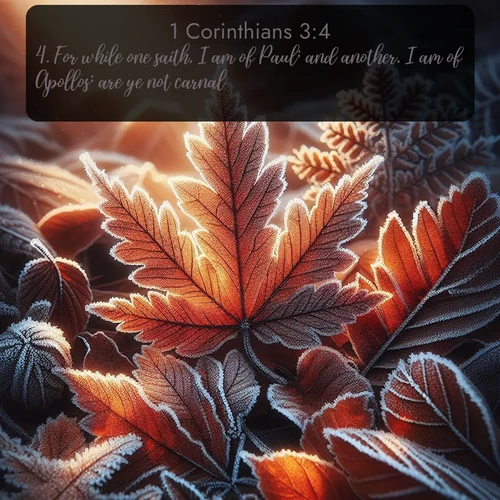 citation biblique : 4. For while one saith, I am of Paul; and another, I am of Apollos; are ye not carnal?
 sur fond image nature