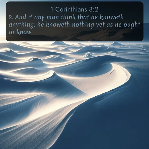citation biblique : 2. And if any man think that he knoweth anything, he knoweth nothing yet as he ought to know.
 sur fond image nature