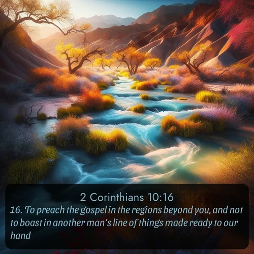citation biblique : 16. To preach the gospel in the regions beyond you, and not to boast in another man&#039;s line of things made ready to our hand.
 sur fond image nature