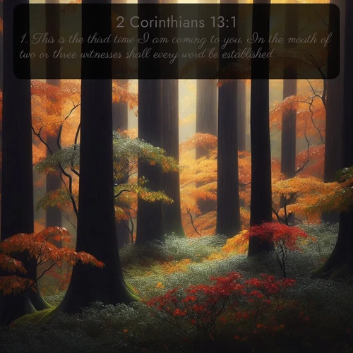 citation biblique : 1. This is the third time I am coming to you. In the mouth of two or three witnesses shall every word be established.
 sur fond image nature