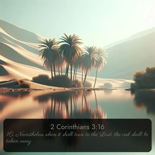citation biblique : 16. Nevertheless when it shall turn to the Lord, the vail shall be taken away.
 sur fond image nature