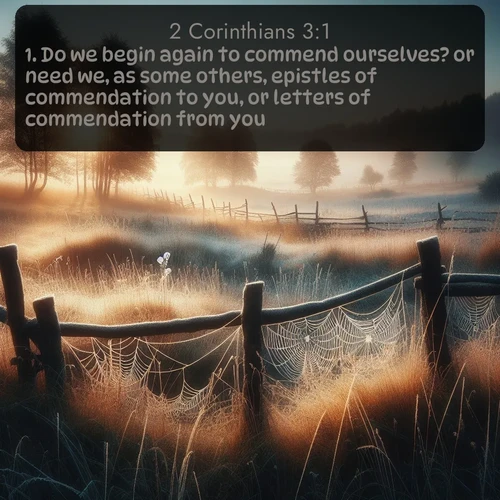 citation biblique : 1. Do we begin again to commend ourselves? or need we, as some others, epistles of commendation to you, or letters of commendation from you?
 sur fond image nature