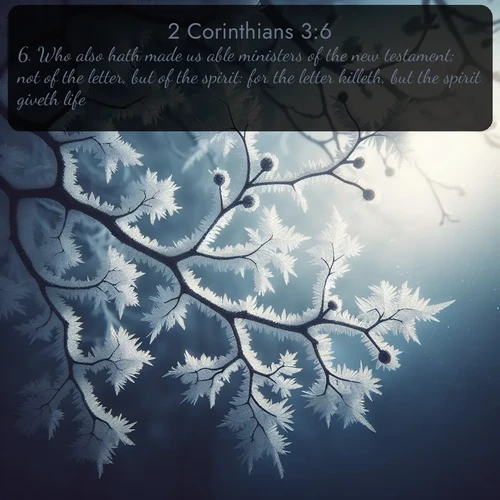 citation biblique : 6. Who also hath made us able ministers of the new testament; not of the letter, but of the spirit: for the letter killeth, but the spirit giveth life.
 sur fond image nature