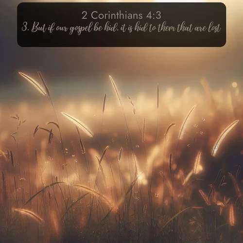 KJV 2 Corinthians 4:3 overlaying nature image scene: Summer heat brings out cricket songs in meadow grass.;3. But if our gospel be hid, it is hid to them that are lost: