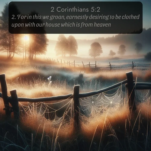 citation biblique : 2. For in this we groan, earnestly desiring to be clothed upon with our house which is from heaven:
 sur fond image nature