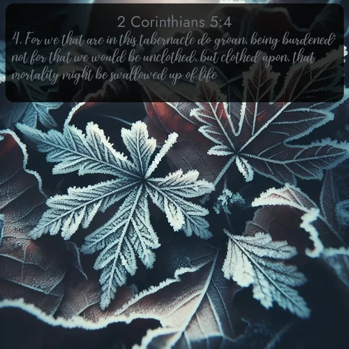 citation biblique : 4. For we that are in this tabernacle do groan, being burdened: not for that we would be unclothed, but clothed upon, that mortality might be swallowed up of life.
 sur fond image nature