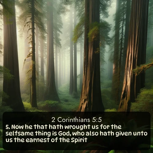 citation biblique : 5. Now he that hath wrought us for the selfsame thing is God, who also hath given unto us the earnest of the Spirit.
 sur fond image nature