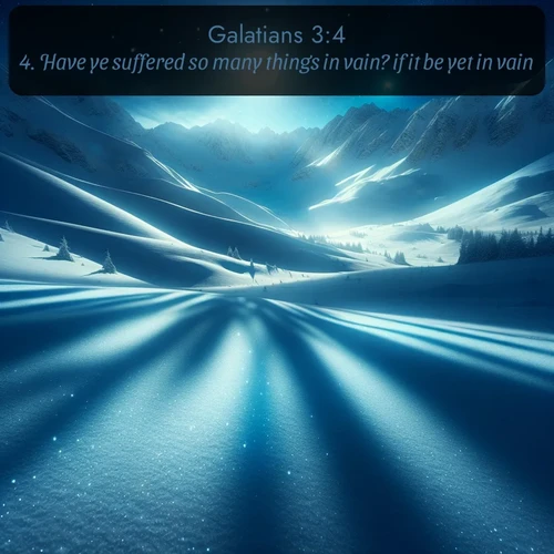 KJV Galatians  ; image nature: image with the bible verse :Have ye suffered so many things in vain? if it be yet in vain. ; Discover our curated gallery of Bible verse images with breathtaking scenery, from tranquil deserts to lush green pastures. Perfect for phone wallpapers or sharing online. Download verses like KJV Galatians 3:4. Current verse is overlayed with the thematic nature scene : Moonlight illuminates the snowy mountain peaks, casting blue shadows across untouched powder. ; 3:4