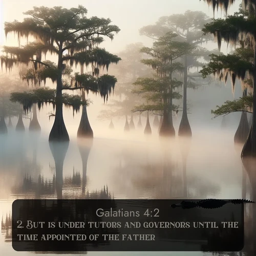 citation biblique : 2. But is under tutors and governors until the time appointed of the father.
 sur fond image nature