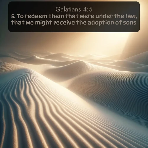 citation biblique : 5. To redeem them that were under the law, that we might receive the adoption of sons.
 sur fond image nature