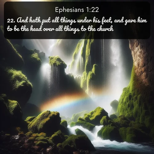 citation biblique : 22. And hath put all things under his feet, and gave him to be the head over all things to the church,
 sur fond image nature
