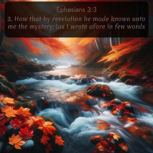 citation biblique : 3. How that by revelation he made known unto me the mystery; (as I wrote afore in few words,
 sur fond image nature