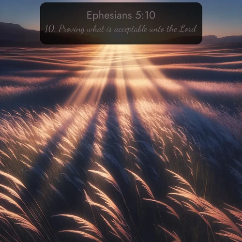citation biblique : 10. Proving what is acceptable unto the Lord.
 sur fond image nature