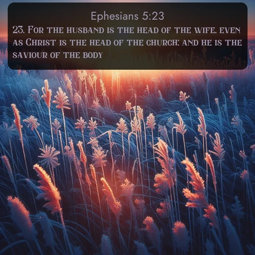 citation biblique : 23. For the husband is the head of the wife, even as Christ is the head of the church: and he is the saviour of the body.
 sur fond image nature