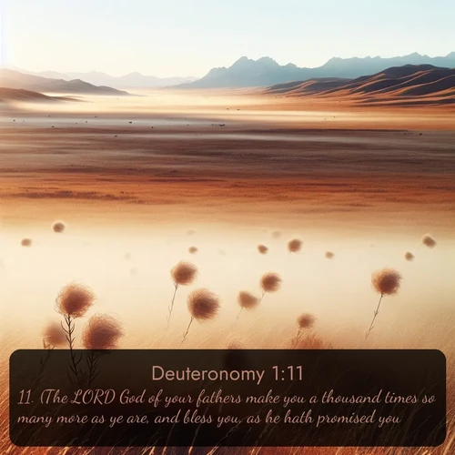 KJV Deuteronomy 1:11 overlaying nature image scene: Autumn wind sends tumbleweeds dancing across the prairie.;11. (The LORD God of your fathers make you a thousand times so many more as ye are, and bless you, as he hath promised you!)