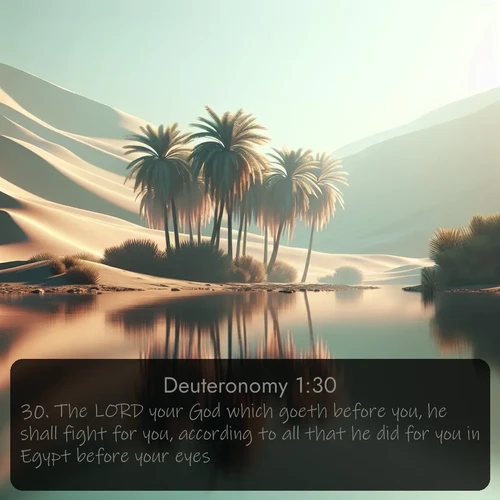 citation biblique : 30. The LORD your God which goeth before you, he shall fight for you, according to all that he did for you in Egypt before your eyes;
 sur fond image nature
