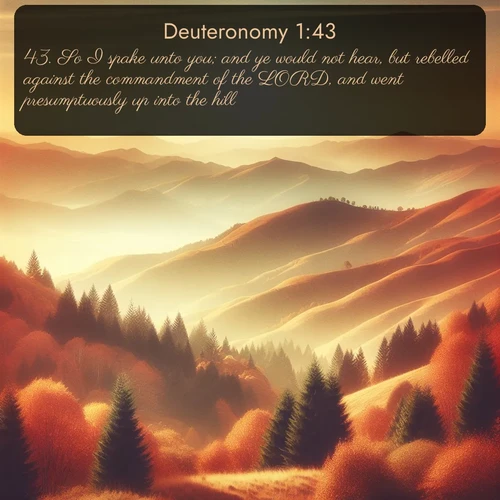 citation biblique : 43. So I spake unto you; and ye would not hear, but rebelled against the commandment of the LORD, and went presumptuously up into the hill.
 sur fond image nature