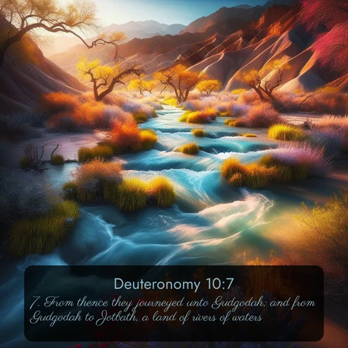 citation biblique : 7. From thence they journeyed unto Gudgodah; and from Gudgodah to Jotbath, a land of rivers of waters.
 sur fond image nature