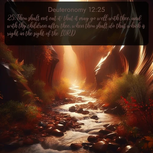 citation biblique : 25. Thou shalt not eat it; that it may go well with thee, and with thy children after thee, when thou shalt do that which is right in the sight of the LORD.
 sur fond image nature