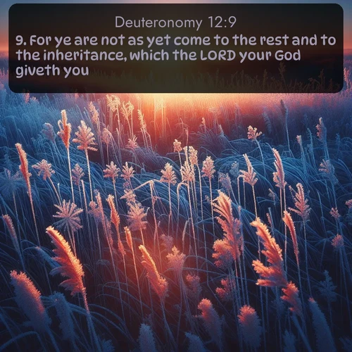 citation biblique : 9. For ye are not as yet come to the rest and to the inheritance, which the LORD your God giveth you.
 sur fond image nature