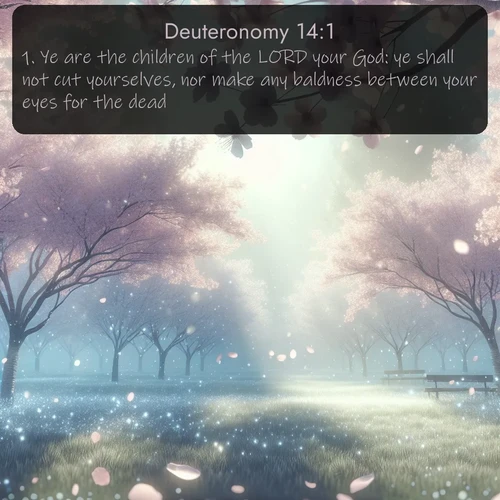 citation biblique : 1. Ye are the children of the LORD your God: ye shall not cut yourselves, nor make any baldness between your eyes for the dead.
 sur fond image nature