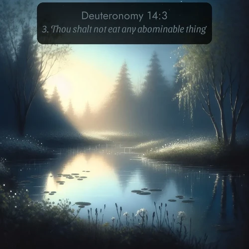 citation biblique : 3. Thou shalt not eat any abominable thing.
 sur fond image nature