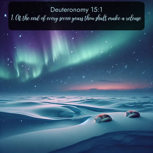 citation biblique : 1. At the end of every seven years thou shalt make a release.
 sur fond image nature