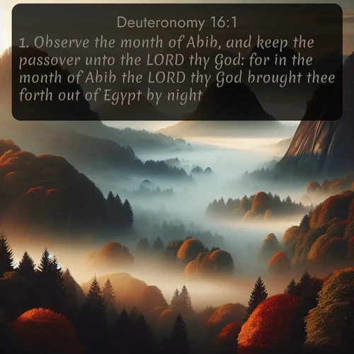 citation biblique : 1. Observe the month of Abib, and keep the passover unto the LORD thy God: for in the month of Abib the LORD thy God brought thee forth out of Egypt by night.
 sur fond image nature