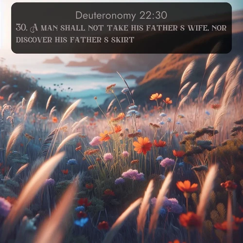 citation biblique : 30. A man shall not take his father&#039;s wife, nor discover his father&#039;s skirt.
 sur fond image nature