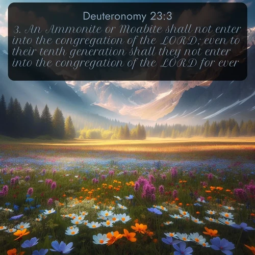 citation biblique : 3. An Ammonite or Moabite shall not enter into the congregation of the LORD; even to their tenth generation shall they not enter into the congregation of the LORD for ever:
 sur fond image nature