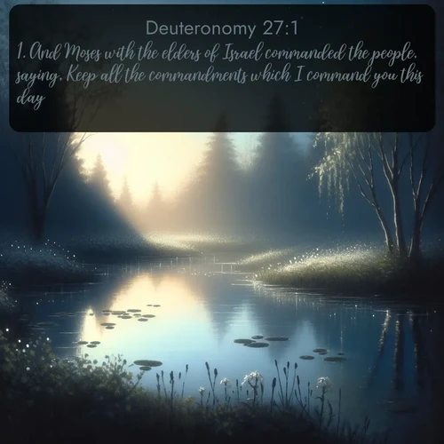 citation biblique : 1. And Moses with the elders of Israel commanded the people, saying, Keep all the commandments which I command you this day.
 sur fond image nature